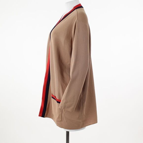 Anne Klein Plus Size Malibu Colorblocked Light Coffee Cardigan - Picture 4 of 5
